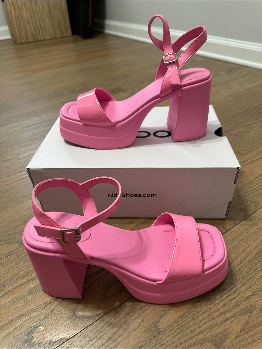 Aldo Hot Pink Platform Block Heel Sandals